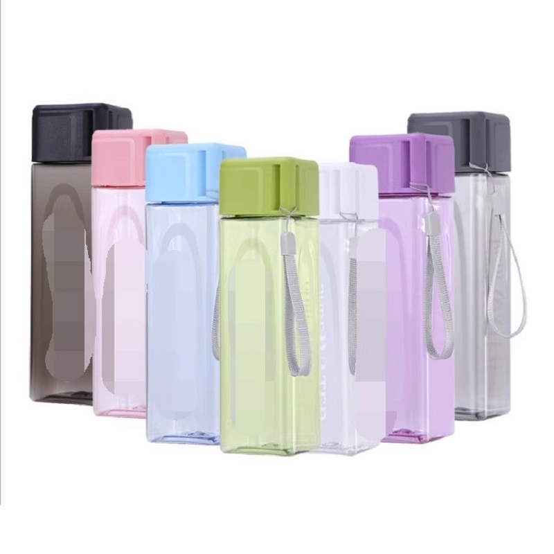 Outdoor Sport Glass Water Bottle - 450ml, 1 szt. Przezroczysty kwadratowy kubek